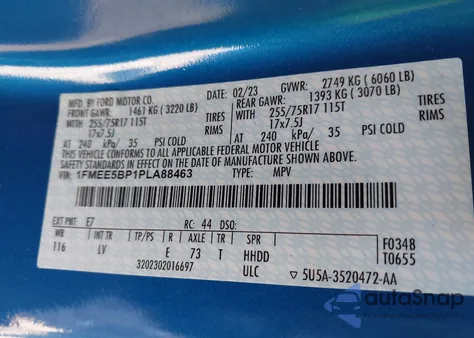 2023 Ford Bronco Big Bend из США, поврежденный, VIN 1FMEE5BP1PLA88463